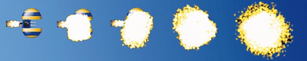 SEQUENZAUFNAHME der Partikel bei einer Explosion
