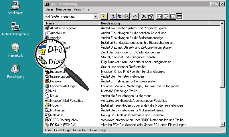 UNTER DER LUPE erkennen Sie auch kleinste Details auf Ihrem Desktop.