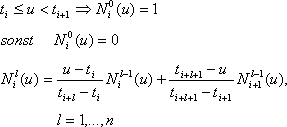Definition B-Spline Basisfunktionen