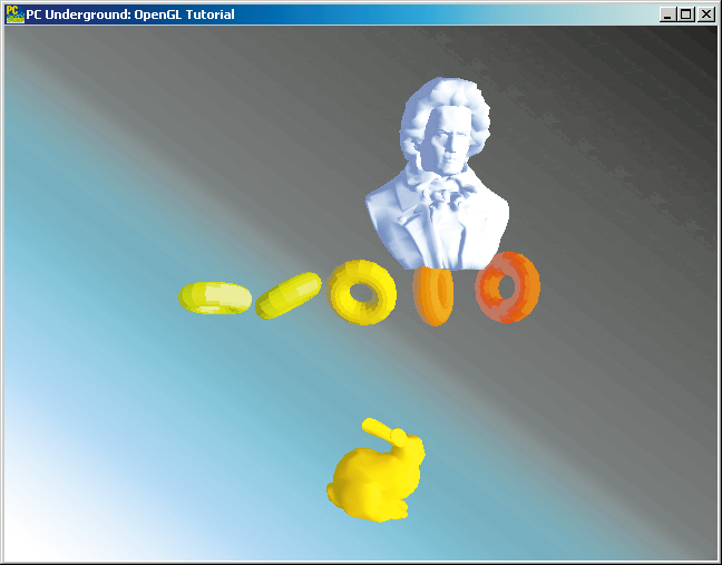 UNSER BEISPIELPROGRAMM in Aktion: beleuchtete, animierte 3D-Modelle mit Flat- oder Gouraud Shading