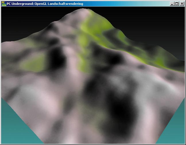 EINE GENERIERTE LANDSCHAFT in 3D-Darstellung wartet auf Besucher.