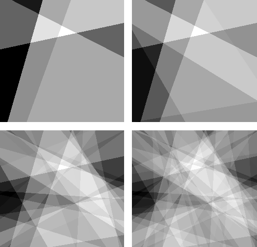 DIESE MIT FAULT-FORMATION angelegten Heightmaps weisen 4, 8, 32 und 64 Iterationen auf.