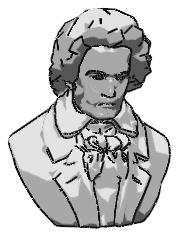 DAS CARTOON-Rendering-Verfahren stellt die Beethoven-Büste vor.