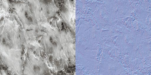 Eine Heightmap: Daraus erzeugen Sie die Bumpmap, welche Sie mit einem vereinfachten mathematischen Modell gestalten.