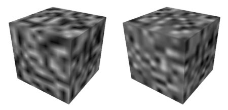 Unterschied: Links sehen Sie die <i>Lineare</i> und rechts die vorberechnete kubische Interpolation.