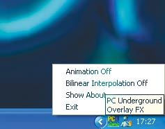 Notifiy Icon: Unsere Applikation in der Tray Bar, mit Kontextmenü und Tooltip.