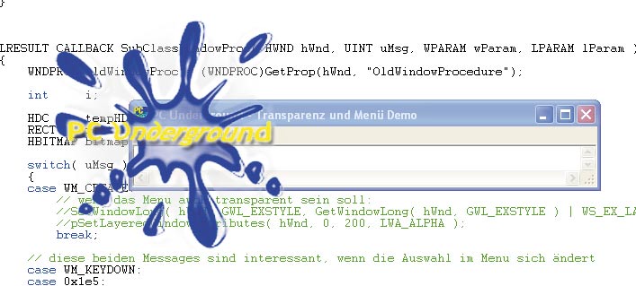 Der etwas andere About Dialog: Per Pixel-Transparenz erstaunen den Anwender plakative Effekte mit Layered Windows.